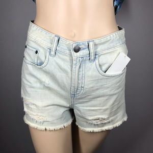 Light Wash Distressed Cutoff Shorts